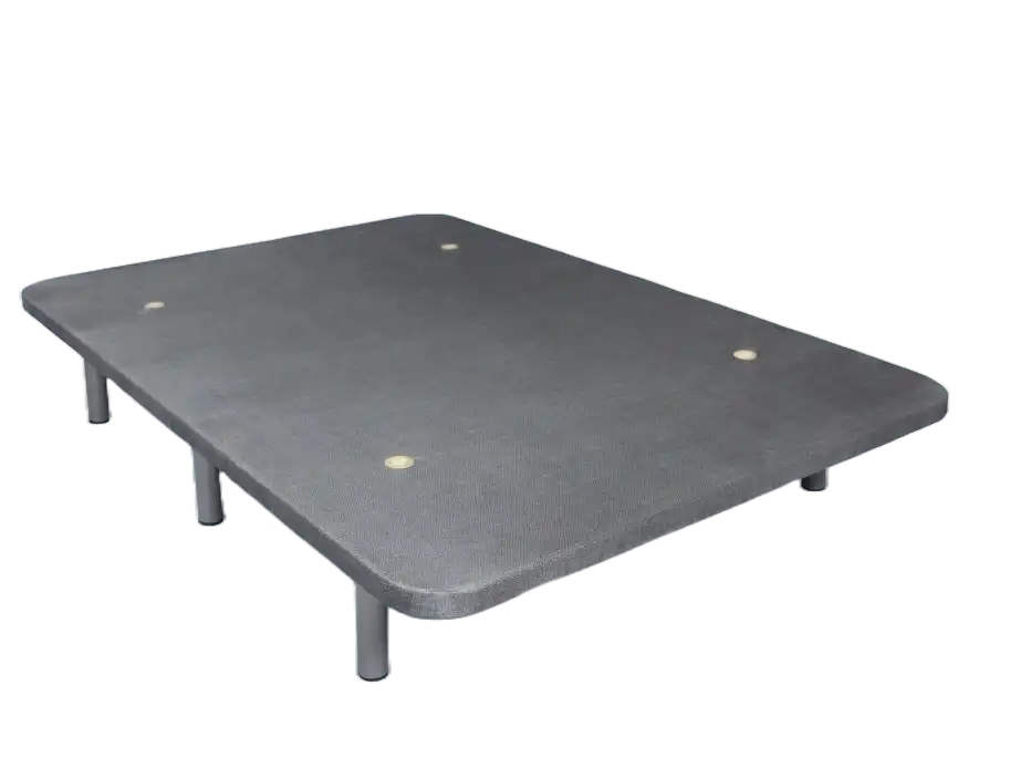 Catalogo de base tapizada gris con patas de madera bajo pedido